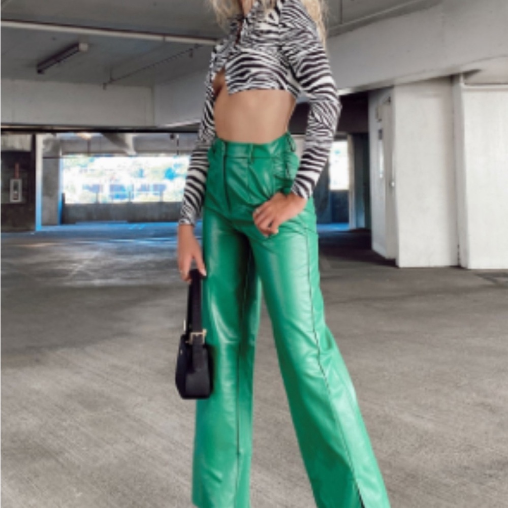 Green High-Waisted Pants